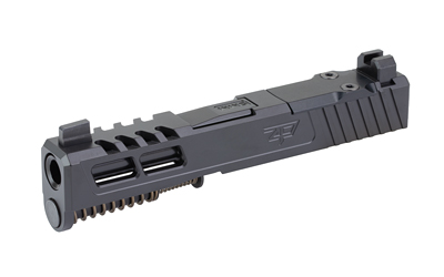 Zaffiri Precision ZPS.2 Slide, Fits GLOCK 43X, Flush and Crown Barrel, Cerakote Finish, Black, RMR Optic Cut, Blacked Out Co-witness Height Sights